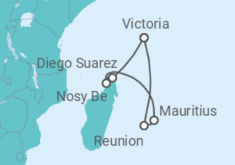 Seychelles, Madagascar, Mauritius Cruise itinerary  - AIDA