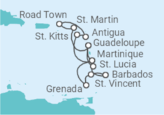 Martinique, Guadeloupe, Sint Maarten, British Virgin Islands, Antigua And Barbuda, Saint Lucia Cruise itinerary  - MSC Cruises