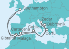 Spain, Greece, Croatia, Italy, Gibraltar Cruise itinerary  - Cunard