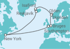 Belgium, Norway, Iceland, US Cruise itinerary  - Cunard