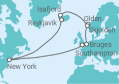 United Kingdom, Belgium, Norway, Iceland Cruise itinerary  - Cunard