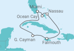 Bahamas, Jamaica & Grand Cayman All Incl. Cruise + Miami +Flights Cruise itinerary  - MSC Cruises