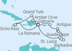 Saint Lucia, Barbados, Guadeloupe, Antigua And Barbuda, British Virgin Islands, Dominican Republi... Cruise itinerary  - Costa Cruises