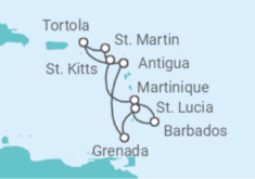 Antigua And Barbuda, Saint Lucia, Barbados, Martinique, Sint Maarten, British Virgin Islands Cruise itinerary  - PO Cruises