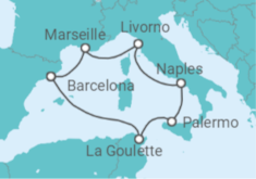 Italy, France, Spain, Tunisia All Inc. Cruise itinerary  - MSC Cruises