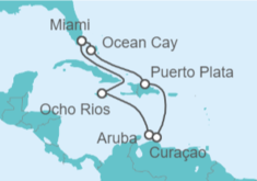 Jamaica, Aruba, Curaçao Cruise itinerary  - MSC Cruises