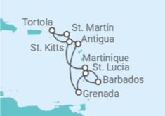 Martinique, British Virgin Islands, Sint Maarten, Antigua And Barbuda, Saint Lucia, Barbados Cruise itinerary  - PO Cruises