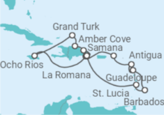 Jamaica, The Bahamas, Dominican Republic, Saint Lucia, Barbados, Guadeloupe, Antigua And Barbuda,... Cruise itinerary  - Costa Cruises