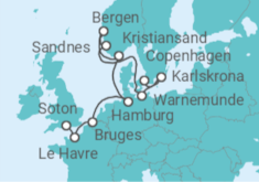 Denmark to Southampton +Hotel +Flights Cruise itinerary  - MSC Cruises