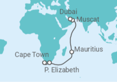 South Africa, Mauritius, Oman, United Arab Emirates Cruise itinerary  - AIDA