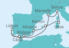 France, Spain, Portugal, Italy All Inc. Cruise itinerary  - MSC Cruises