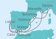 Spain, Italy, France, Portugal, Gibraltar Cruise itinerary  - Costa Cruises