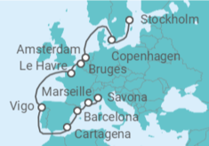 Sweden, Denmark, Belgium, France, Spain, Italy Cruise itinerary  - Costa Cruises