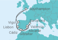 Spain, Gibraltar, Portugal Cruise itinerary  - PO Cruises