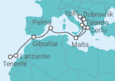 Croatia, Greece, Italy, Malta, Spain, Gibraltar Cruise itinerary  - PO Cruises