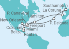 Spain, Bermuda, Mexico, Honduras, Belize, US, Portugal Cruise itinerary  - PO Cruises