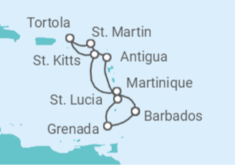 Barbados, Martinique, British Virgin Islands, Sint Maarten, Antigua And Barbuda, Saint Lucia Cruise itinerary  - PO Cruises