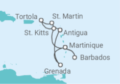 Antigua And Barbuda, Martinique, Barbados, British Virgin Islands, Sint Maarten Cruise itinerary  - PO Cruises