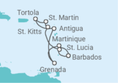 Saint Lucia, Sint Maarten, British Virgin Islands, Antigua And Barbuda, Martinique, Barbados Cruise itinerary  - PO Cruises