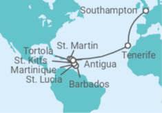 Southampton to Antigua FlyCruise Cruise itinerary  - PO Cruises