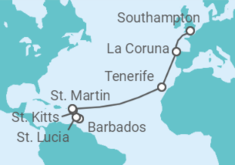 Saint Lucia, Sint Maarten, Spain Cruise itinerary  - PO Cruises