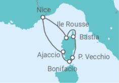 Corsican Cruise - Leaving from Nice (port-to-port package) Corsica reveals its hidden treasures Cruise itinerary  - CroisiMer