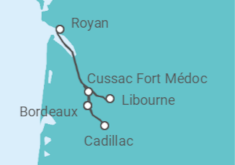 Cruise through the Aquitaine Region from Bordeaux to Royan, along the Gironde Estuary and the Garonn Cruise itinerary  - CroisiEurope