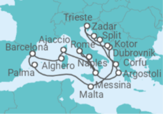 France, Italy, Greece, Montenegro, Croatia, Malta, Spain Cruise itinerary  - Cunard