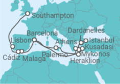 Barcelona to Southampton Cruise itinerary  - Cunard