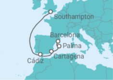 Western Med Barcelona To Southampton +Hotel +Flights Cruise itinerary  - Princess Cruises