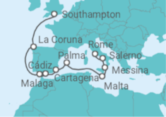 Western Med from Southampton +Hotel in Rome +Flight Back  Cruise itinerary  - Princess Cruises