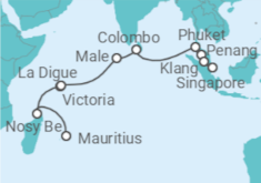 Port Louis (Mauritius) to Singapore Cruise itinerary  - Norwegian Cruise Line