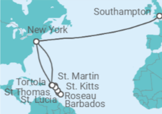 Caribbean Cruise - Southampton Roundtrip Cruise itinerary  - Cunard