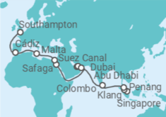 Singapore to Southampton Cruise itinerary  - Cunard