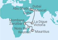 Doha (Qatar) to Port Louis (Mauritius) Cruise itinerary  - Norwegian Cruise Line