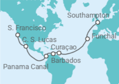 World Cruise Segment - Southampton to San Francisco Cruise itinerary  - PO Cruises