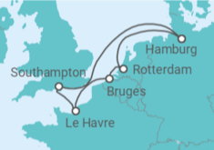 United Kingdom, France, Belgium, Holland Cruise itinerary  - AIDA