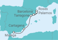 Barcelona to MalagaFollowing the footsteps of three wondrous Spanish artists: Gaudi, Dali, and Picas Cruise itinerary  - CroisiMer