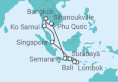 Thailand, Singapore, Indonesia, Cambodia Cruise itinerary  - AIDA