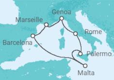Italy, Malta, Spain, France Cruise itinerary  - MSC Cruises