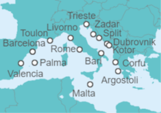 Malta, Croatia, Italy, Montenegro, Greece, France, Spain Cruise itinerary  - Cunard