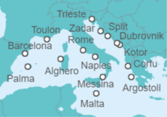 France, Italy, Greece, Montenegro, Croatia, Malta, Spain Cruise itinerary  - Cunard