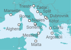 Western Med & Adriatic Fly-Cruise Cruise itinerary  - Cunard