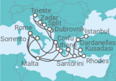 Greece, Turkey, Italy, Montenegro, Croatia, Malta Cruise itinerary  - Cunard