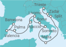 Trieste (Italy) to Barcelona Cruise itinerary  - Cunard