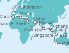 Southampton to Perth (Australia) Cruise itinerary  - PO Cruises