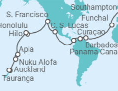 World Cruise Segment - Southampton to Auckland Cruise itinerary  - PO Cruises