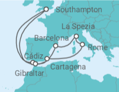 Spain, Italy, Gibraltar Cruise itinerary  - Cunard