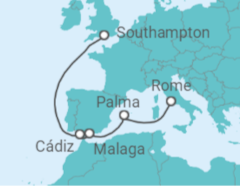 Southampton to Rome Fly-Cruise Cruise itinerary  - Cunard