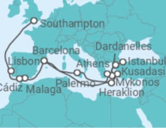 Barcelona to Southampton Cruise itinerary  - Cunard